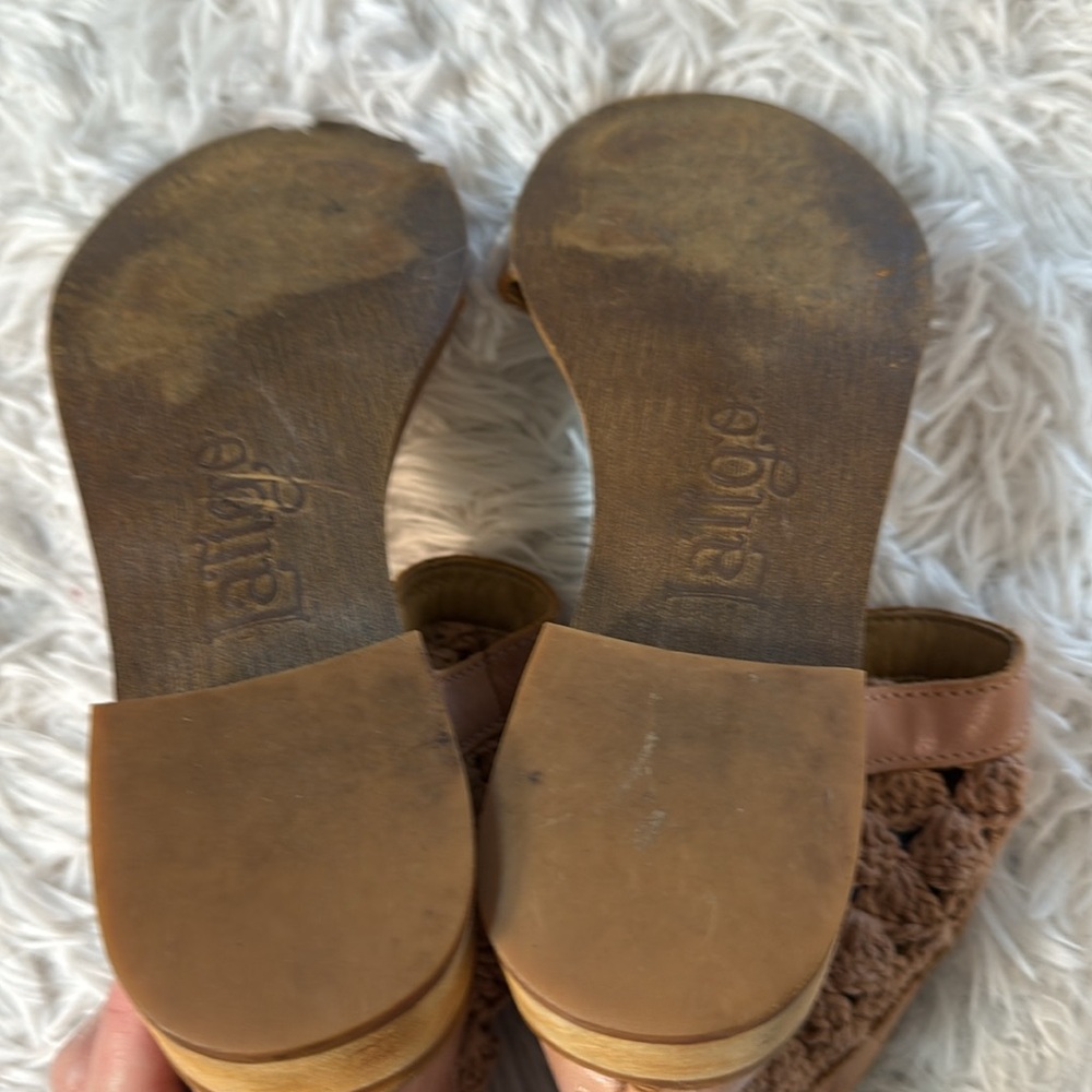 Anthropologie Latigo Womens Shoes Rupee Sandals Leather Flat Crochet Boho 7 - Picture 7 of 11